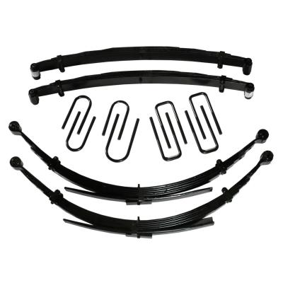 Lift Kit 4 Inch Lift 68-73 GMC K15/K1500 Suburban 69-72 GMC K25/K2500 Suburban 69-72 Chevrolet K10 Suburban 69-72 Chevrolet K20 Suburban For Use w/52 Inch Rear Springs Includes Front/Rear Leaf Springs Front/Rear U Bolt Kits Bushing Kit Skyjacker