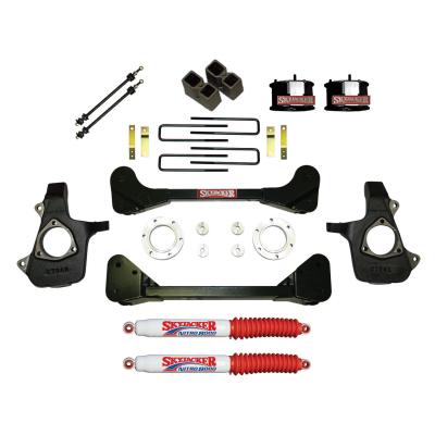 Suspension Lift Kit w/Shock Nitro Shocks 4 Inch Lift 07-13 Silverado/Sierra 1500 07 GMC Sierra 1500 Classic Incl. Knuckles Crossmembers Front Spacer Block UBolt Skyjacker