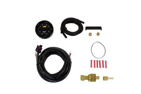 X-Series Pressure Gauge Kit 0-15 PSI Black Bezel and Black Boost/Fuel Faceplate AEM Electronics