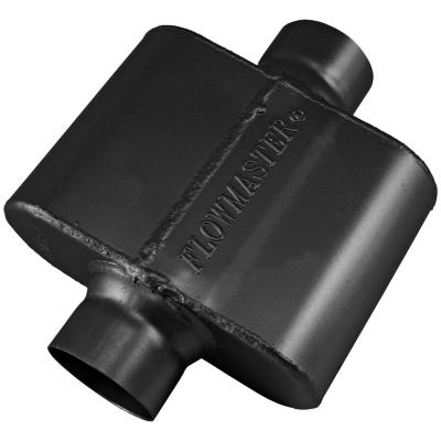 10 Series Delta Force Race Muffler 10 Series Race Muffler 2.50 Center In 2.50 Center Out Low Profile Aggressive Sound Flowmaster