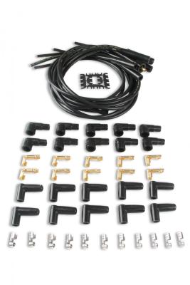 Spark Plug Wire Set- 8MM Black Wire With Black Straight Boots 4040K, Spark Plug Wires, Super Stock, Spiral Core, 8Mm, Black, Set ACCEL