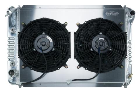 1987-1993 Ford Mustang Cobra Aluminum Radiator Auto Transmission Dual 12 Inch Fans Cold Case Radiators