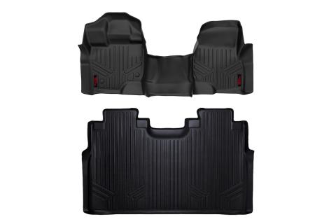 Heavy Duty Floor Mats Front/Rear W/Center 15-Up Ford F-150 SuperCrew Cab Rough Country