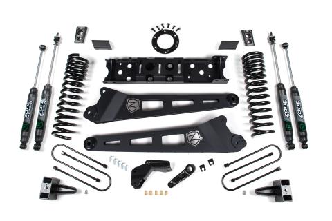 19-24 RAM 3500 4 Inch Radius Arm Gas 2 Inch Rear Block With Overload Adventure Shocks Zone Offroad