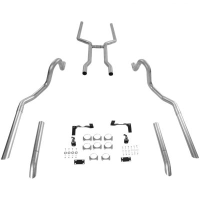 Crossmember-Back Exhaust System Fits 1964-1972 GM A-Body With V8 Engine 2.50 Inch Pipes And Hangers Only Mufflers Sold Separately Flowmaster