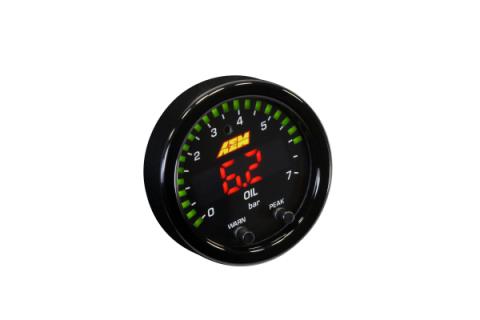 X-Series Fluid Pressure Gauge Kit 0-100psi/0-7bar Black Bezel and Black Oil Faceplate AEM Electronics