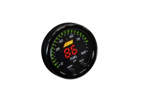 X-Series Fluid Pressure Gauge Kit 0-100psi/0-7bar Black Bezel and Black Oil Faceplate AEM Electronics