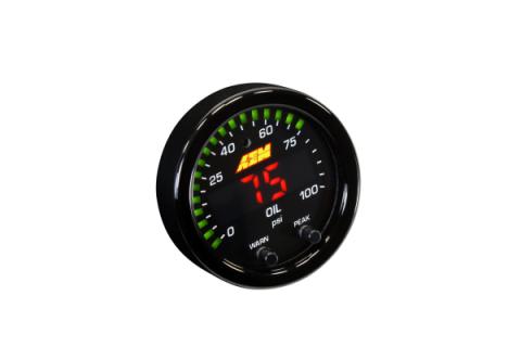 X-Series Fluid Pressure Gauge Kit 0-100psi/0-7bar Black Bezel and Black Oil Faceplate AEM Electronics