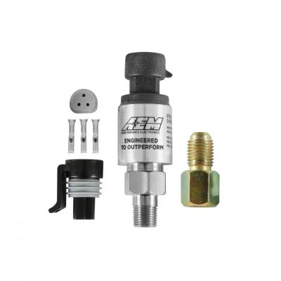 100 PSIg Stainless Sensor Kit 1/8 Inch NPT Male Thread w/ -4 and 3/16 NPT Adapters AEM Electronics
