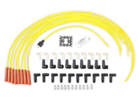 Spark Plug Wire Set 8MM Yellow With Orange Straight Boots 4038, Spark Plug Wires, Super Stock, Spiral Core, 8Mm, Yellow, Set ACCEL