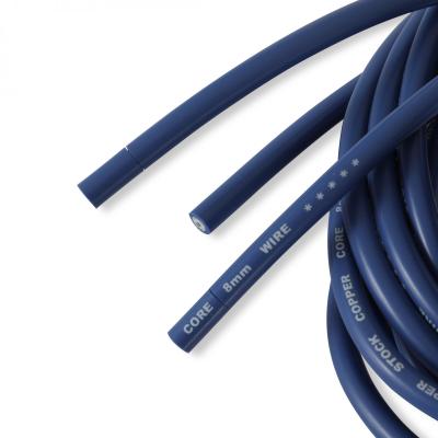 Spark Plug Wire Set Super Stock Copper Spiral Core 8MM Blue This Super Stock Spark Plug Wire Set Has A Copper Spiral Core, 8MM Diameter And A Blue Silicone Jacket ACCEL
