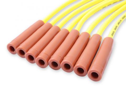 Spark Plug Wire Set 8MM Yellow With Orange Straight Boots 4038, Spark Plug Wires, Super Stock, Spiral Core, 8Mm, Yellow, Set ACCEL