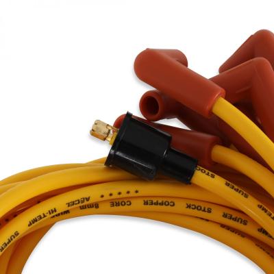 Spark Plug Wire Set 8MM Yellow With Orange Straight Boots 4039, Spark Plug Wires, Super Stock, Copper Core, 8Mm, Yellow ACCEL