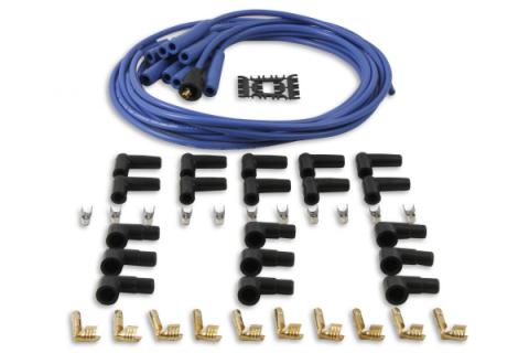 Spark Plug Wire Set- 8MM Blue Wire With Blue Straight Boots 4040B, Spark Plug Wires, Super Stock, Spiral Core, 8Mm, Blue, Set ACCEL