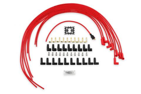 Spark Plug Wire Set- 8Mm- Super Stock Universal-Graphite Core- 90 Deg Boots- Red 4041R Universal Fit Super Stock 8MM Spark Plug Wires Feature A Spiral Core And Red Silicone Jacket ACCEL