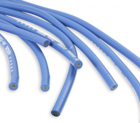 Spark Plug Wire Set 8MM Universal Blue Wire With Blue Straight Boots 5040B 8MM Super Stock Spark Plug Wires Feature A Spiral Core And Blue Silicone Jacket ACCEL
