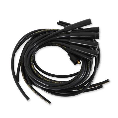 Spark Plug Wire Set 8MM Universal Black Wire With Black Straight Boots 5040K, Spark Plug Wires, Super Stock, Spiral Core, 8Mm, Black, Set ACCEL