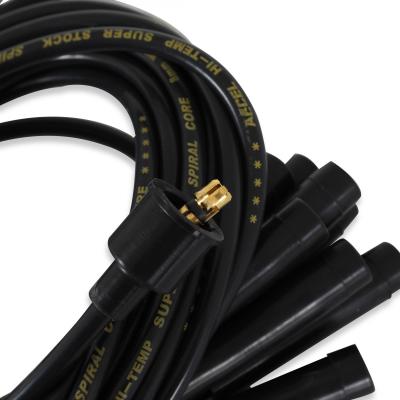 Spark Plug Wire Set 8MM Universal Black Wire With Black Straight Boots 5040K, Spark Plug Wires, Super Stock, Spiral Core, 8Mm, Black, Set ACCEL