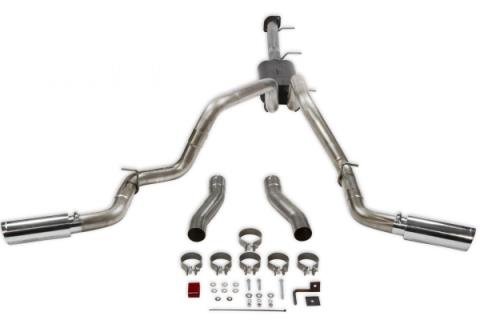 American Thunder Cat-Back Exhaust System Fits 2020-2026 GM 2500Hd/3500Hd With 6.6L Gas Engine, Crew Cab/Short Bed, Dual Out Rear/Dual Out Side, Polished Tips Aggressive To Moderate Sound Flowmaster