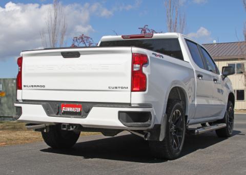 American Thunder Cat-Back Exhaust System Fits 2019-2026 Chevrolet/Gmc Silverado/Sierra 2.7-Liter, Cat-Back, Dual Out Rear/Side Exit, Stainless Steel Exhaust System Flowmaster