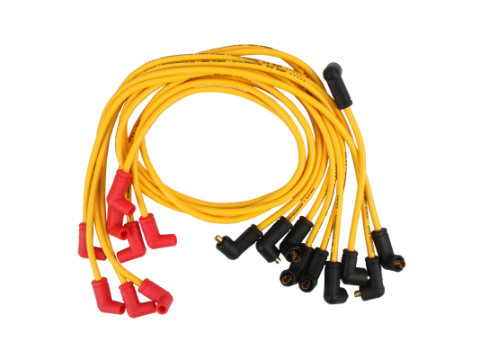 8.8MM Spiral Spark Plug Wire Set, Sbc V8, Stock Boots, Yellow ACCEL