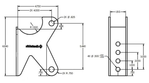 Parallel 4-Link Axle Bracket Uncoated For 3 Inch Axle Housing Ridetech