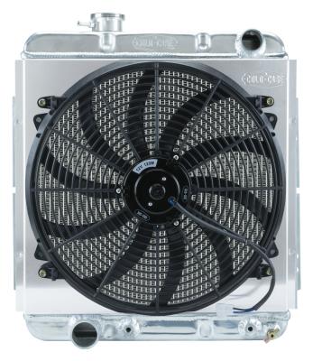 Mustang Aluminum Radiator and 16 Inch Fan Kit 64-66 Mustang 5.0 Auto Cold Case Radiators