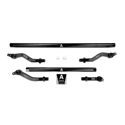 Apex Chassis Heavy Duty 2.5 Ton Tie Rod &amp; Drag Link Assembly in Steel Fits: 19-22 Jeep Gladiator JT 18-22 Jeep Wrangler JL/JLU Rubicon Mohave Sahara Sport. Note: This NO-FLIP kit fits a Dana 30 axle with a lift of 4.5 inches or less.