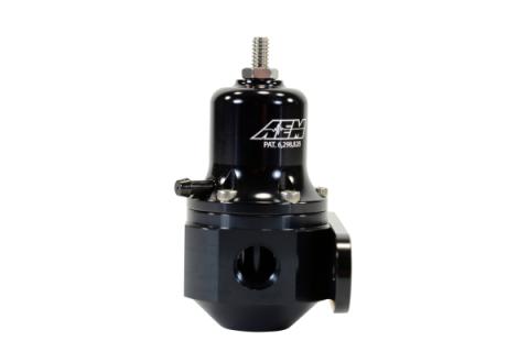 Hi-Cap Universal Adjustable Fuel Pressure Regulator Inlet 2 x -6AN (9/16-18) Outlet -6AN Gauge Port 1/8 Inch NPT Black AEM Electronics