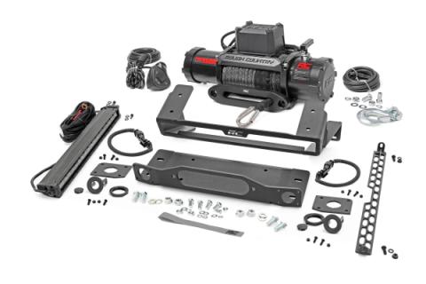 High Winch Mount All Models 9500S 20 Inch Black Single Row LED White DRL Ford Bronco (21-25) Rough Country