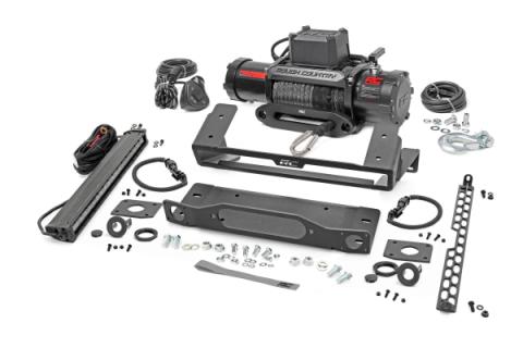 High Winch Mount All Models 12000S 20 Inch Black Single Row LED White DRL Ford Bronco (21-25) Rough Country