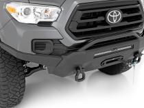 Front Bumper High Clearance Hybrid with 9500 Lb Pro Series Winch Synthetic Rope and 20 LED Light Bar 16-22 Toyota Tacoma Rough Country