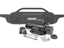 Front Bumper Hybrid with 12000 Lb Pro Series Winch Synthetic Rope and 20 Inch DRL LED Light Bar 16-22 Toyota Tacoma Rough Country