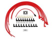 Spark Plug Wire Set- 8Mm- Super Stock Universal-Graphite Core- 90 Deg Boots- Red 4041R Universal Fit Super Stock 8MM Spark Plug Wires Feature A Spiral Core And Red Silicone Jacket ACCEL