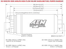 400LPH (AN) Inline High Flow Fuel Pump Inlet -10AN Outlet -6AN AEM Electronics