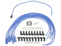 Spark Plug Wire Set 8MM Universal Blue Wire With Blue Straight Boots 5040B 8MM Super Stock Spark Plug Wires Feature A Spiral Core And Blue Silicone Jacket ACCEL