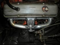 Scavenger Series Elite Header Fits 1957-1974 Corvette, Universal Center Dump, 327/350, V8, Shorty Headers 1-5/8 inch Primary 16 Gauge Tubing 3/8 Inch Flange Silver Ceramic Coating Carb Eo D-698, 409S Stainless Steel Flowmaster