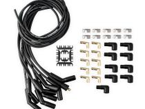 Spark Plug Wire Set Universal 135 Deg Black Ceramic Boots 9002Ck, Spark Plug Wires, Pro Fit Ceramic, Spiral Core, 8Mm, Black, Set ACCEL