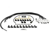 Spark Plug Wire Set Universal 135 Deg White Ceramic Boots 9002C, Spark Plug Wires, Pro Fit Ceramic, Spiral Core, 8Mm, Black, Set ACCEL