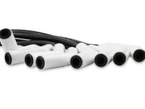 Spark Plug Wire Set Universal 135 Deg White Ceramic Boots 9002C, Spark Plug Wires, Pro Fit Ceramic, Spiral Core, 8Mm, Black, Set ACCEL