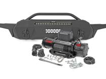 Front Bumper High Clearance Hybrid with 9500 Lb Pro Series Winch Synthetic Rope and 20 LED Light Bar 16-22 Toyota Tacoma Rough Country
