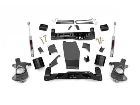 5 Inch Suspension Lift Kit w/V2 Monotube 14-18 Silverado/Sierra 1500 4WD Aluminum/Stamped Steel Rough Country
