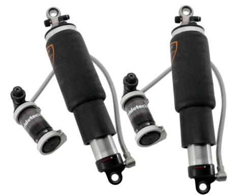 Rear TQ Shockwaves 7000 Series W/ 6.9 Inch Stroke And 1.7 Inch Eye Pair Of Triple Adjustable Shock waves 4 Inch Rolling Sleeve W/ 1/4 Inch Fittings And Bearing Spacers 1/2 Inch And 5/8 Inch 13.75 Inch X 20 Inch W/ A 16.75 -17.5 Inch Ride Height Ridetech