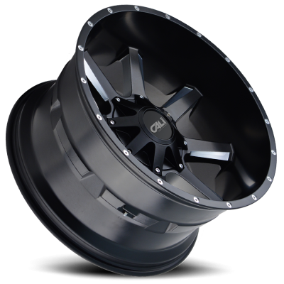 Cast Aluminum Wheels Busted 9100 SB 20x12 Milled Spokes Satin Black 5 On 127/5 On139.7 Bolt Pattern -44 Offset Cali Offroad Wheels