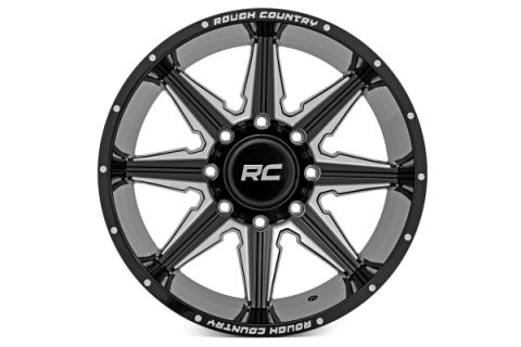 91 Series Milled One-Piece Gloss Black 22x12 8x170 -44mm Rough Country