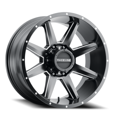 Aluminum Wheels 22x12 Stryker 954M Milled-Dimples Satin Black -44 Offset 5 on 127 Bolt Pattern 78.1 Bore Raceline