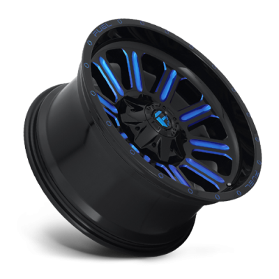 Aluminum Wheels 20X9 Hardline D646 5 On 139.7/5 On 150 Gloss Black/Candy Blue 110.3 Bore 1 Offset Fuel Off Road Wheels