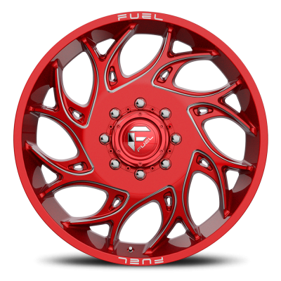 Dually Wheels 22X8.25 Runner Dually D742 8 On 165.1 Candy Red Milled 121.6 Bore 105 Offset 8 Spoke Front Dually Fuel Off Road Wheels