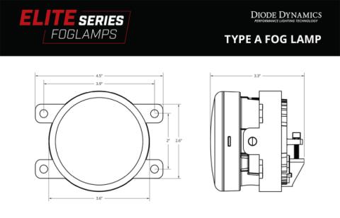 Elite Series Fog Lamps for 2007-2012 Nissan Sentra Pair Cool White 6000K Diode Dynamics