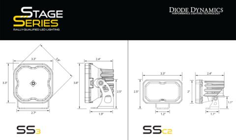 Stage Series 2in LED Ditch Light Kit for 2019-2021 Ford Ranger, Sport Yellow Combo